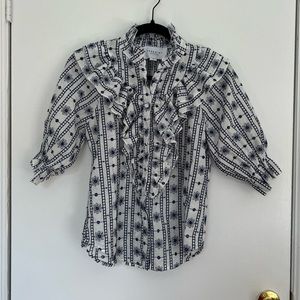 The Shirt Rochelle Behrens 100% cotton eyelet puff sleeves